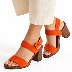 MRKT Orange Suede Block Heel Sandals Size 10 | Like New